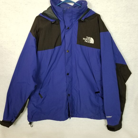 THE NORTH FACE Men's Colorblock Zip Pocket Water Repellent Jacket Blue XL ~ 4463 - Picture 1 of 9
